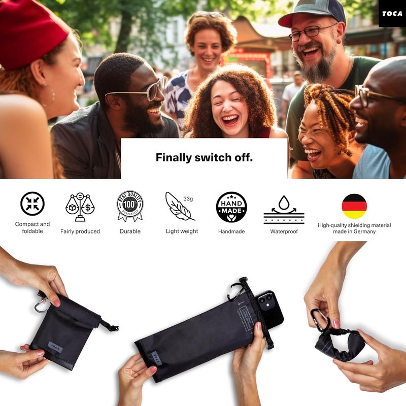 TOCA Faraday Pouch and Security Bag for Smartphones, GPS, RFID, Data Blocker, Shielding Purse, Travel, Anti-Hacking & Anti-Tracking, Privacy Protection Black - Image 3